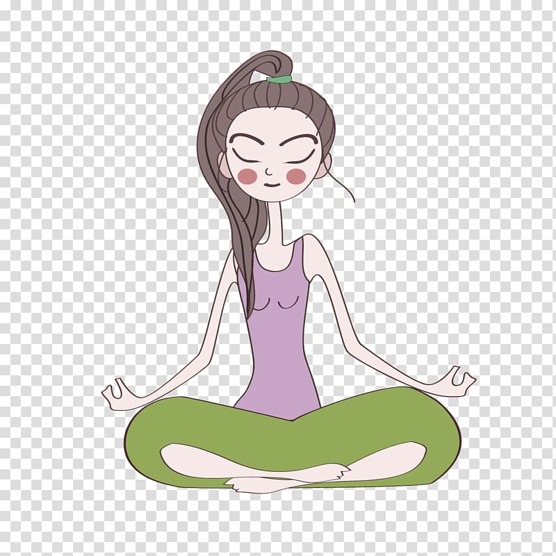 Cartoon Yoga Girl, Cartoon yoga girl transparent background PNG clipart