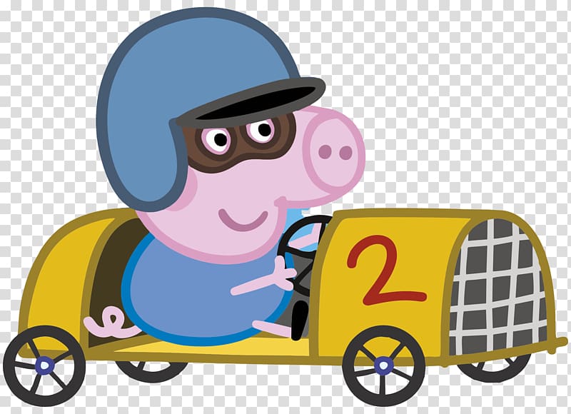 Peppa Pig ride-on go-kart, Granny Pig Grandpa Pig George's Racing Car T-shirt Amazon.com, PEPPA PIG transparent background PNG clipart