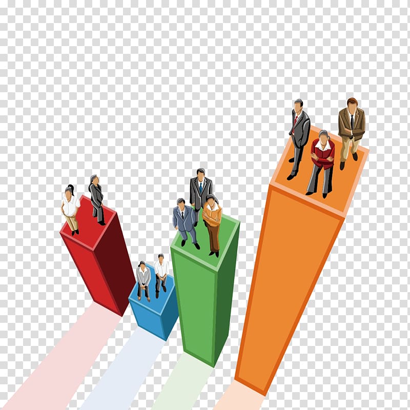 people standing on bar graph , Page layout Flyer Poster, Business material transparent background PNG clipart