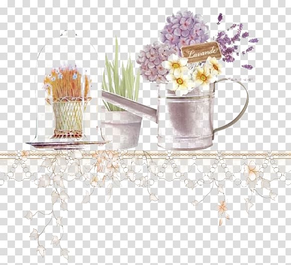 Floral design Designer Purple, Pots on the table transparent background PNG clipart