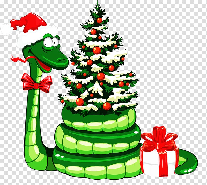Snake Santa Claus Christmas ornament, snake transparent background PNG clipart