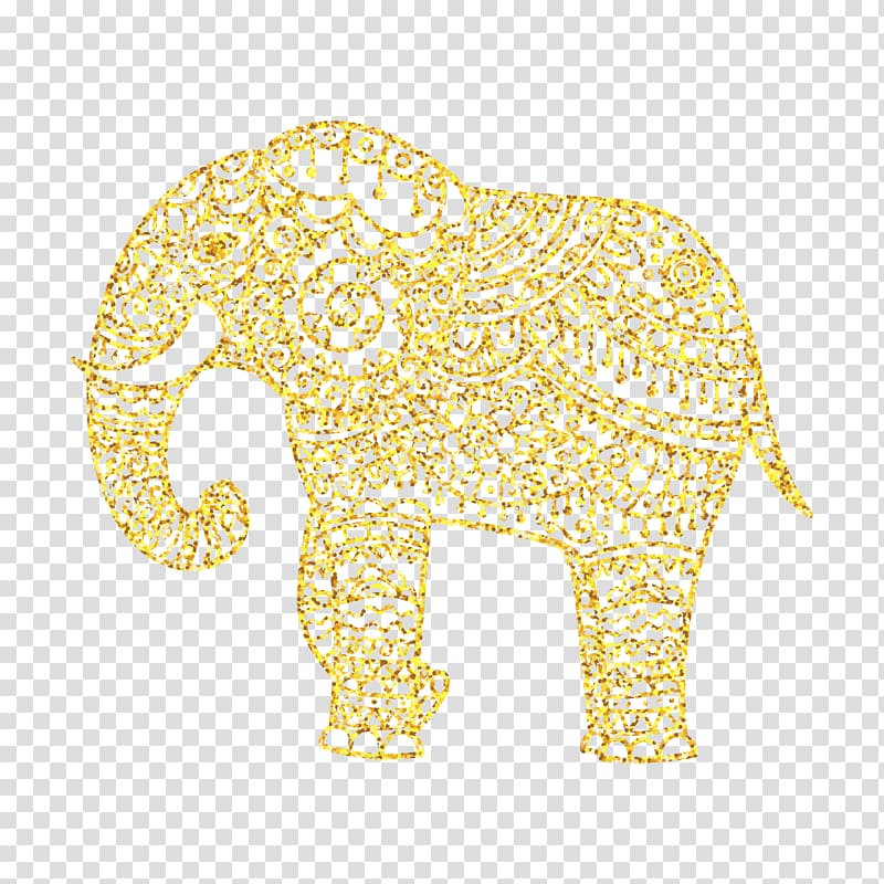 yellow elephant artwork, Golden Elephant transparent background PNG clipart