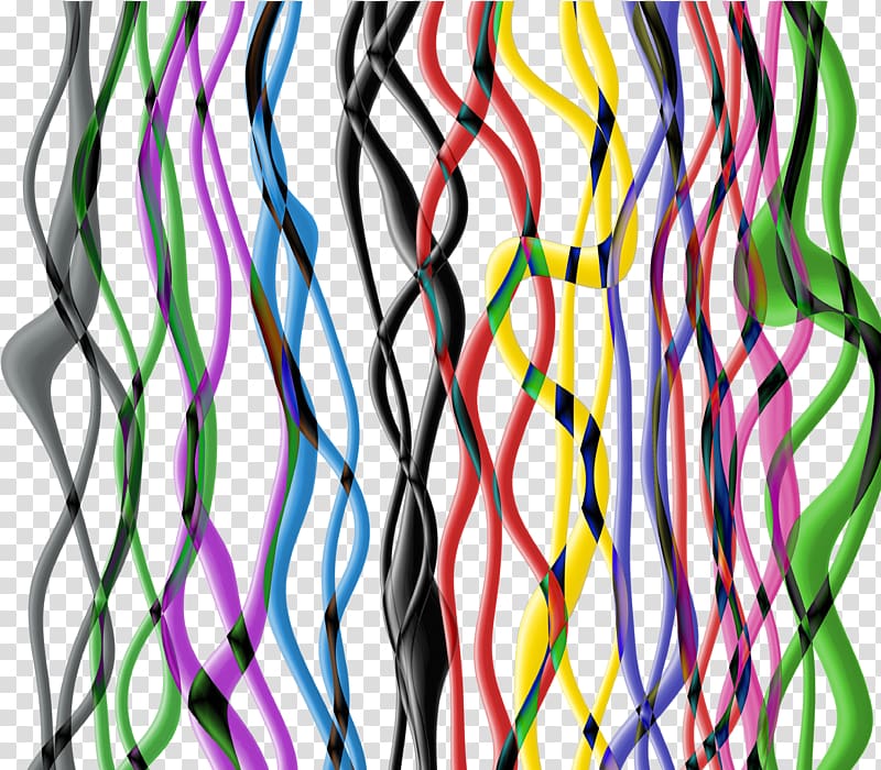 Line Wave Abstraction Pattern, multicolored ribbons transparent background PNG clipart