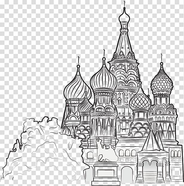 Saint Basil's Cathedral, Grand Kremlin Palace Saint Basils Cathedral Spasskaya Tower Moscow Kremlin , Hand-painted city building transparent background PNG clipart