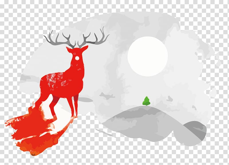 Reindeer Graphic design Illustration, Deer Sunset transparent background PNG clipart