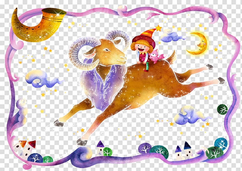 Cartoon Aries Illustration, Aries transparent background PNG clipart