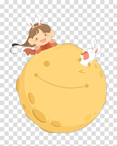 mid-autumn moon painted cartoon cute element transparent background PNG clipart