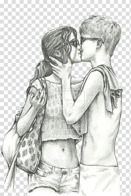 Free: Romantic couple drawing 