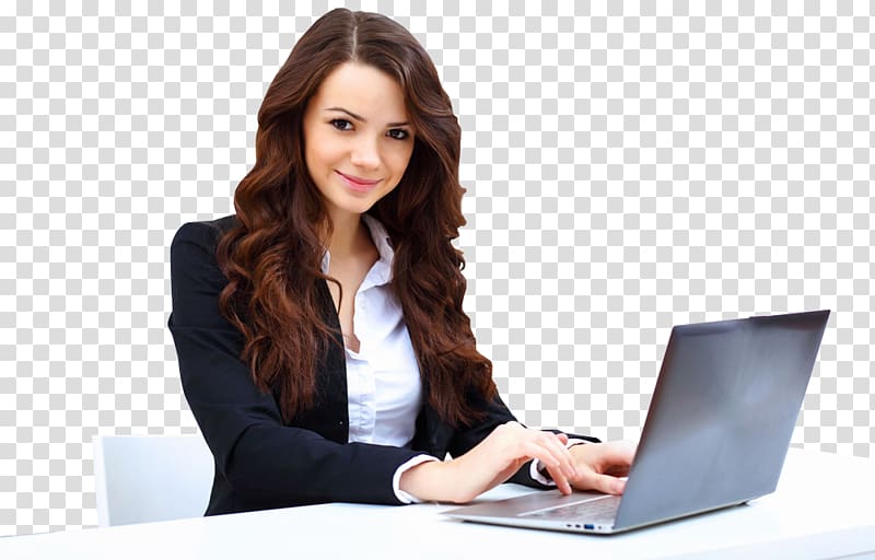 woman sitting while using laptop computer, Businessperson Technical Support Chief Executive Office, woman transparent background PNG clipart