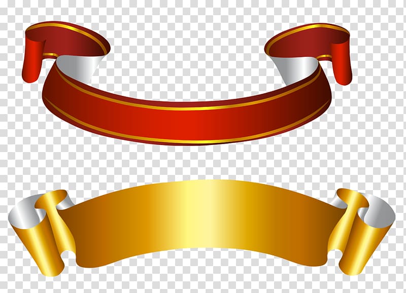 Ribbon , Gold and Red Banners , two red and yellow ribbons transparent background PNG clipart
