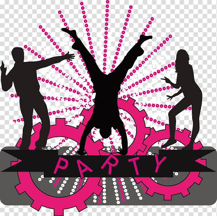 Logo Party People (Dirty Version) Illustration, Dynamic silhouette figures transparent background PNG clipart