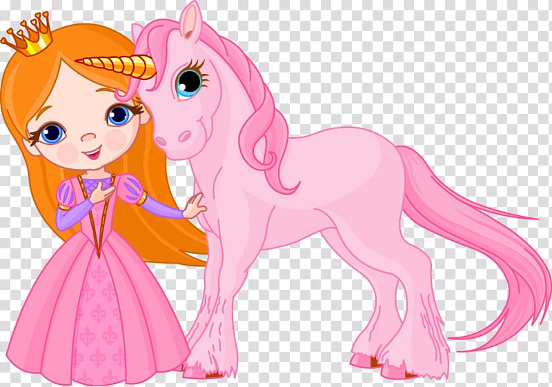 unicorn , Unicorn Illustration, Pink Princess and the Unicorn fashion illustration transparent background PNG clipart