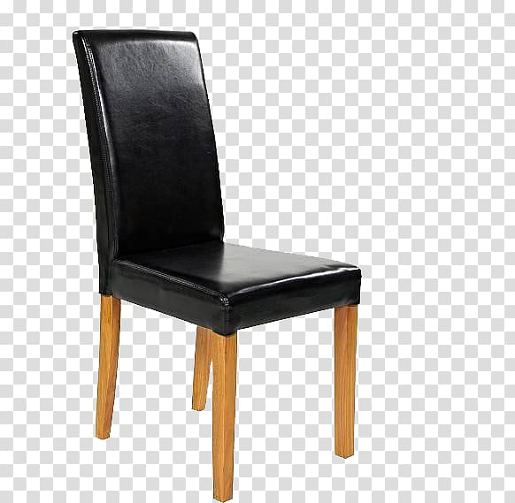 Office chair Wood Couch, Bright black leather wooden armchair transparent background PNG clipart