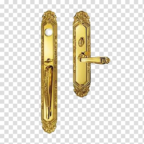 Brass Door handle Lock Window, Brass transparent background PNG clipart