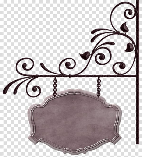 gray and black metal pendant signage, Banner Sign, Iron pattern frame tag transparent background PNG clipart