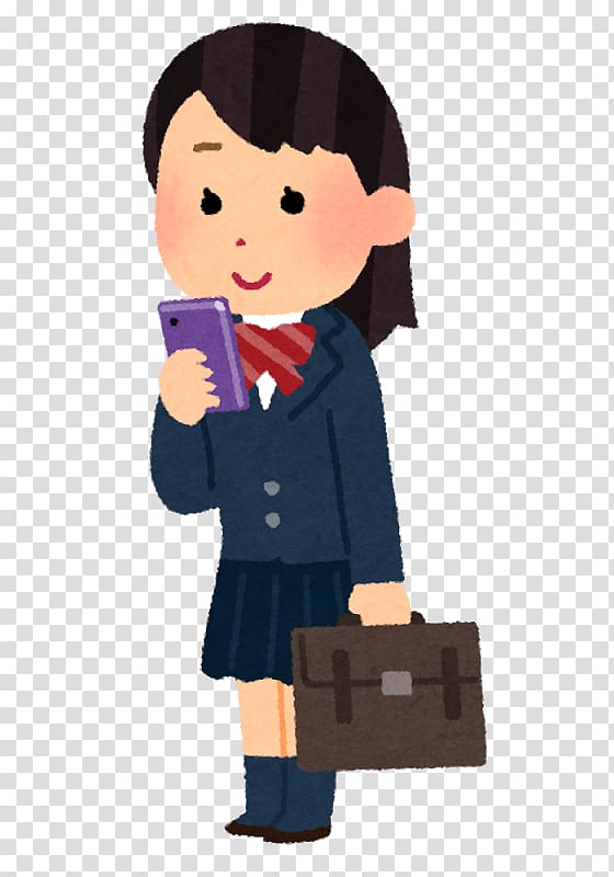 Smartphone zombie いらすとや Student 女子高生, smartphone transparent background PNG clipart