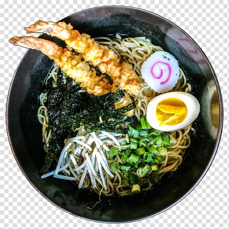 Ramen Soba Japanese Cuisine Tempura Lamian, seafood ramen transparent background PNG clipart