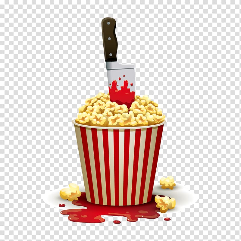 Popcorn Cinema Illustration, popcorn and knife transparent background PNG clipart