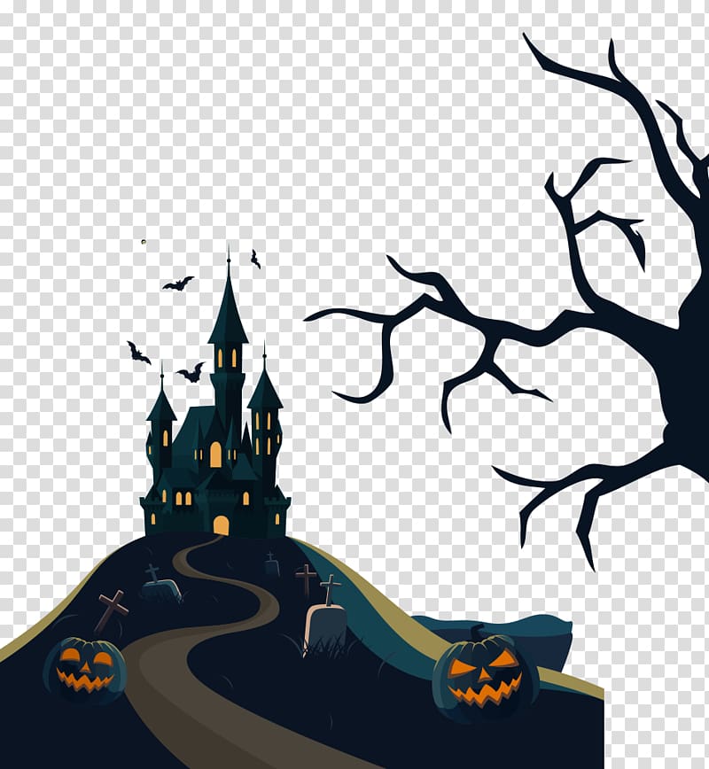 Halloween Ghost Illustration, Halloween Haunted House transparent background PNG clipart