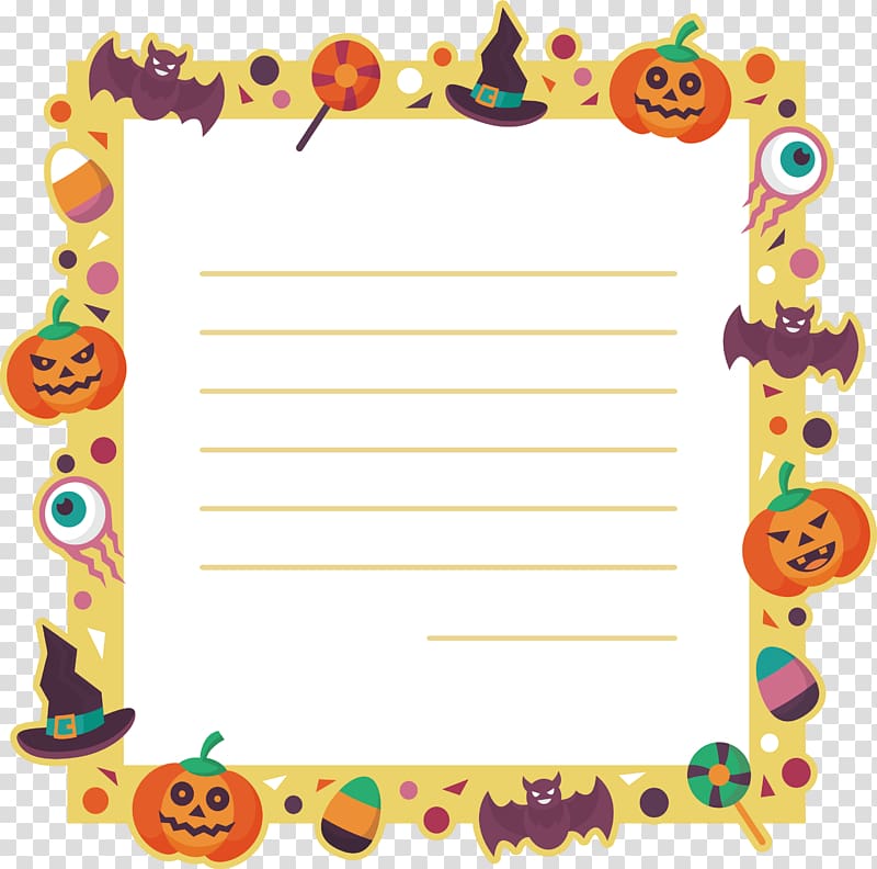 Cartoon border Halloween message card transparent background PNG clipart