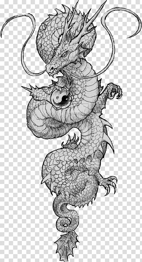 Chinese dragon Tattoo Japanese dragon Drawing, dragon transparent background PNG clipart