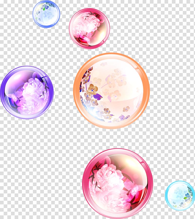 six assorted flowers illustration, Bubble, Bubble Symphony transparent background PNG clipart