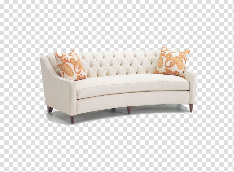 tufted white sofa, Table Couch Recliner Furniture Living room, Beige sofa transparent background PNG clipart