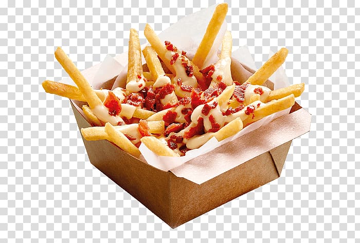 French fries Cheese fries Fast food Guacamole Hamburger, Bacon bits transparent background PNG clipart