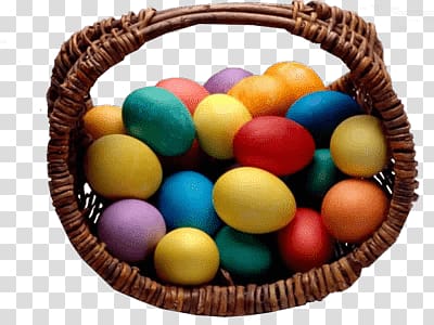 assorted egg , Basket With Coloured Easter Eggs transparent background PNG clipart