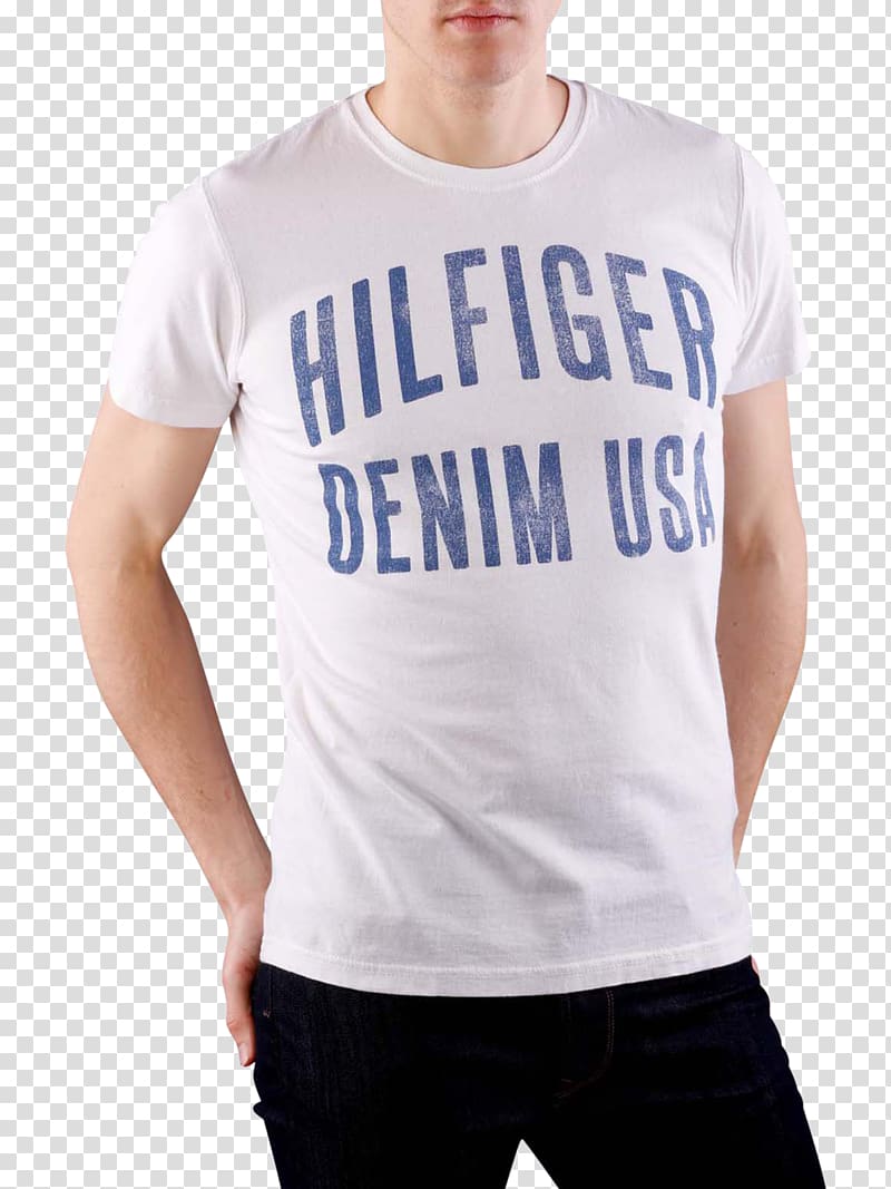 Long-sleeved T-shirt Tommy Hilfiger Sleeveless shirt Jeans, T-shirt transparent background PNG clipart