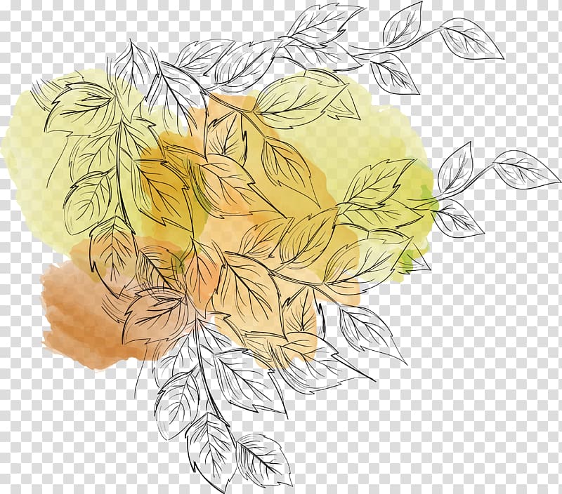 Leaf Ink, Background leaves in colored ink transparent background PNG clipart
