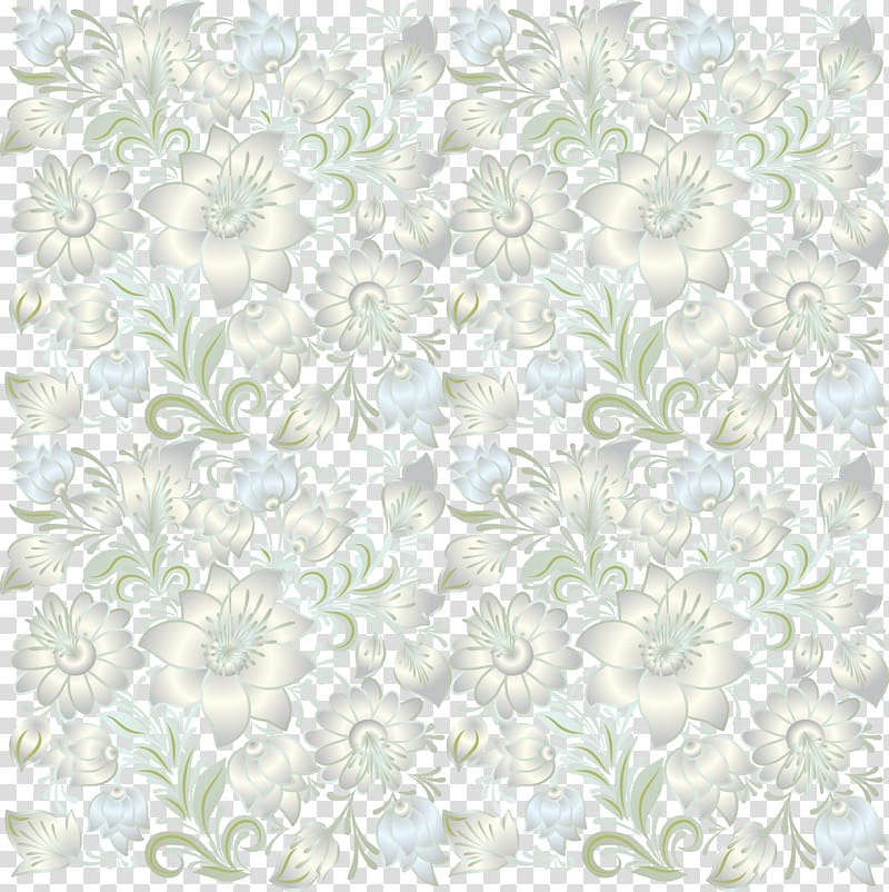 white flowers illustration, Floral design Green Lace Pattern, Silver flower background transparent background PNG clipart