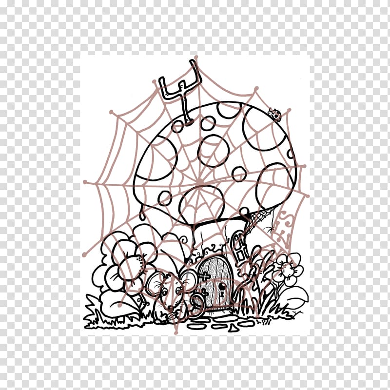 Sketch Line art Illustration Visual arts Cartoon, mushroom houses transparent background PNG clipart