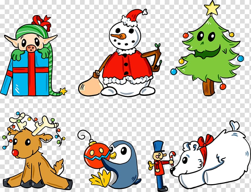 Christmas tree Cartoon Snowman , Christmas snowman elk transparent background PNG clipart
