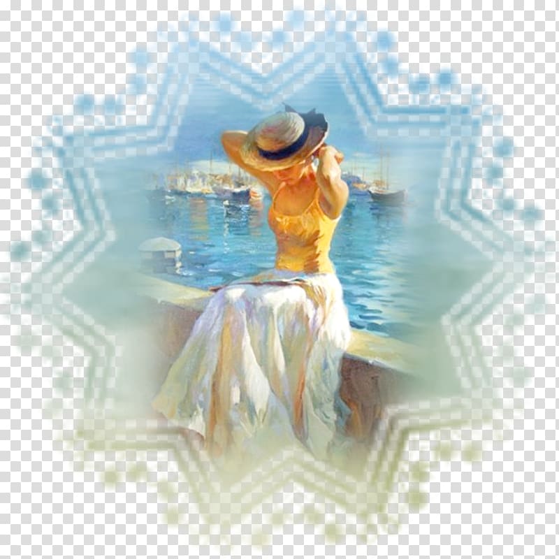 Watercolor painting Woman with a Hat Oil painting Art, painting transparent background PNG clipart