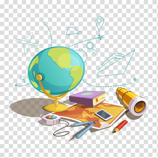 Drawing Illustration, Hand-painted earth school supplies material transparent background PNG clipart