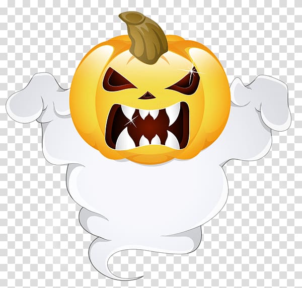 jack-o'-lantern and ghost Halloween decor, Pumpkin Ghost Halloween transparent background PNG clipart