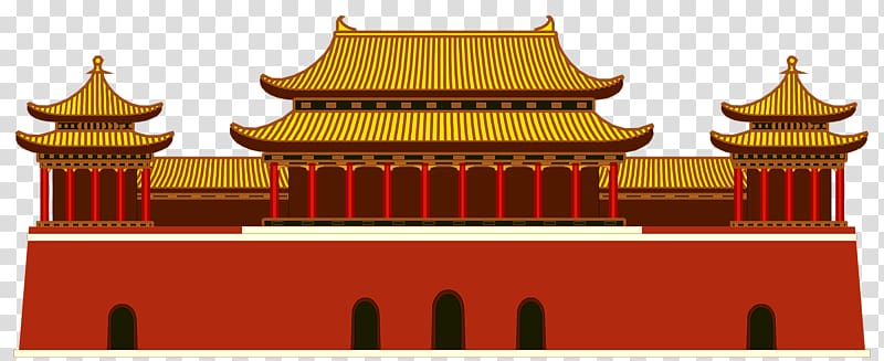 Tiananmen Square Cartoon, Forbidden City house transparent background PNG clipart