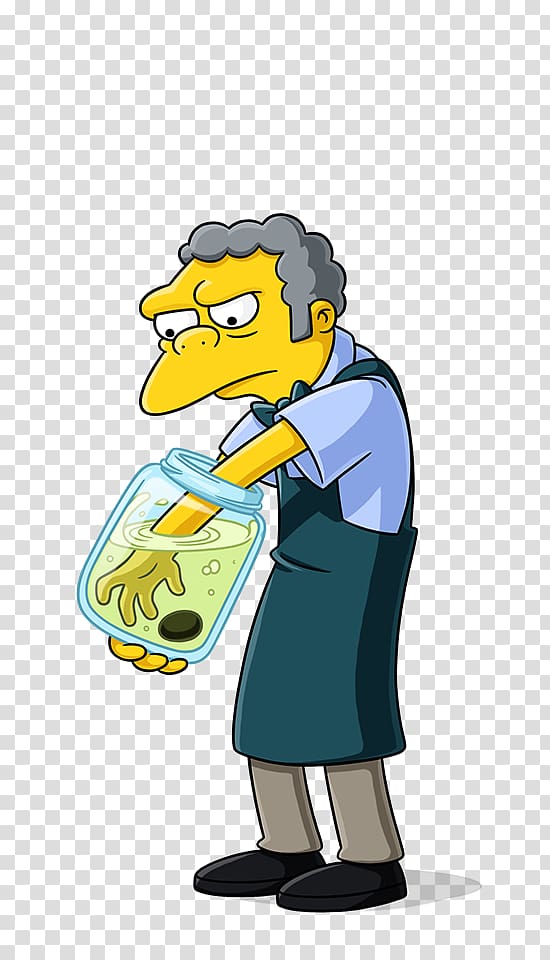 man with hand inside a jar illustration, Moe Szyslak Homer Simpson Krusty the Clown Marge Simpson Nelson Muntz, the simpsons transparent background PNG clipart