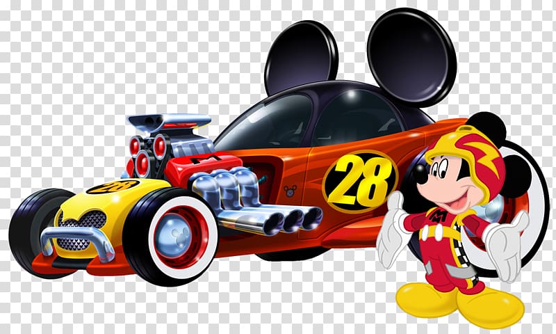 Mickey Mouse , Mickey Mouse Minnie Mouse Daisy Duck Donald Duck Pluto, race car transparent background PNG clipart