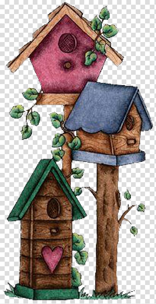 pink, blue, and green birdhouse art illustration, Bird Nest box , Bird house transparent background PNG clipart