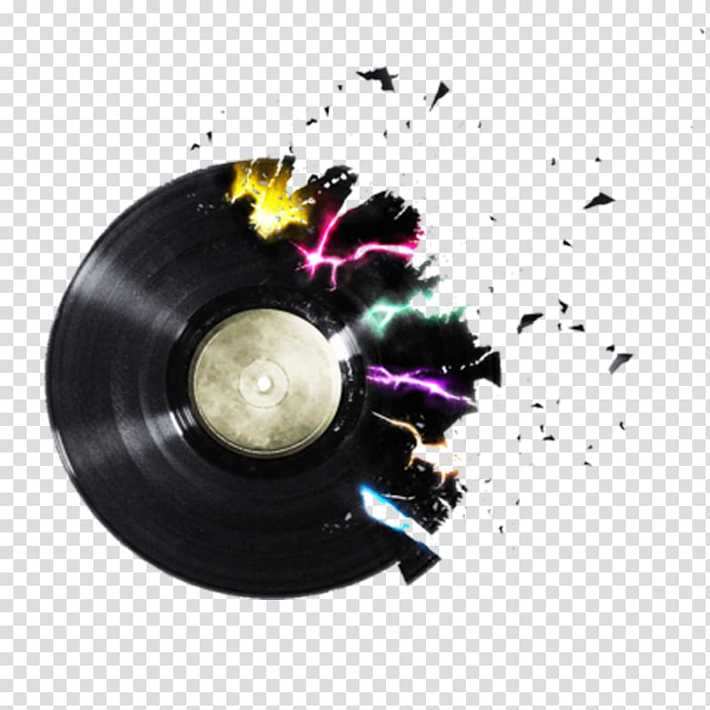 broken vinyl record, Disc jockey Phonograph record, Fancy Free matting damaged CD transparent background PNG clipart