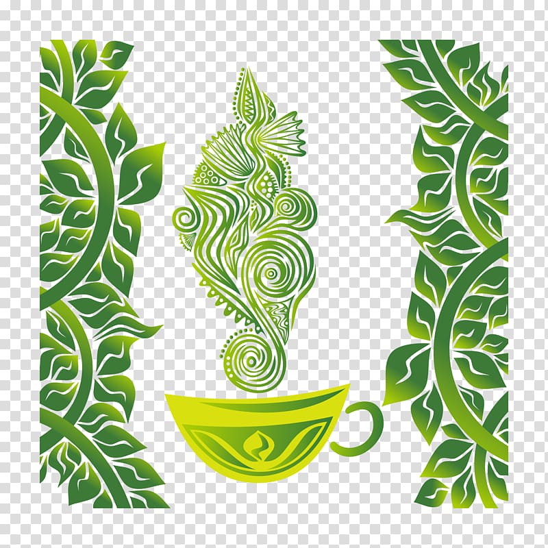 Green tea Illustration, Hand drawn tea cup transparent background PNG clipart