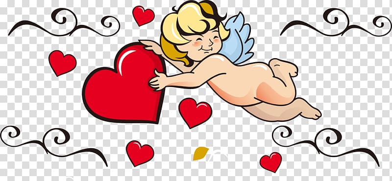Designer , Hand painted red Cupid transparent background PNG clipart