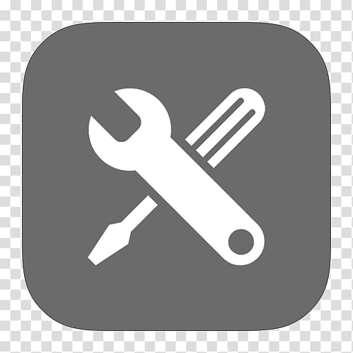 white combination wrench and screwdriver , symbol font, MetroUI Folder OS Configure Alt transparent background PNG clipart