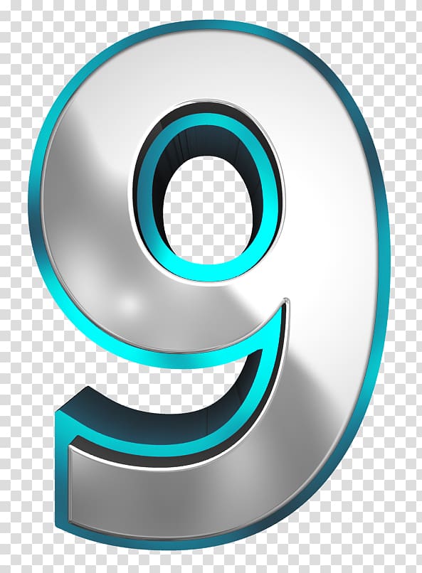 9 illustration, Number Metal Blue , Metallic and Blue Number Nine transparent background PNG clipart