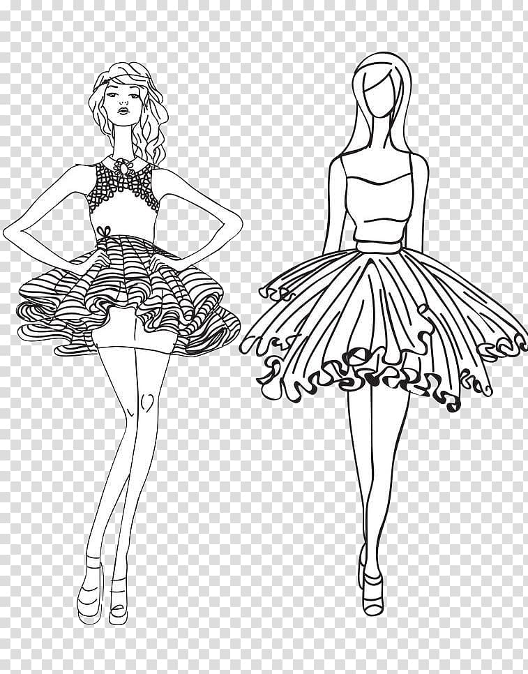 Skirt Illustration, Line female model transparent background PNG clipart