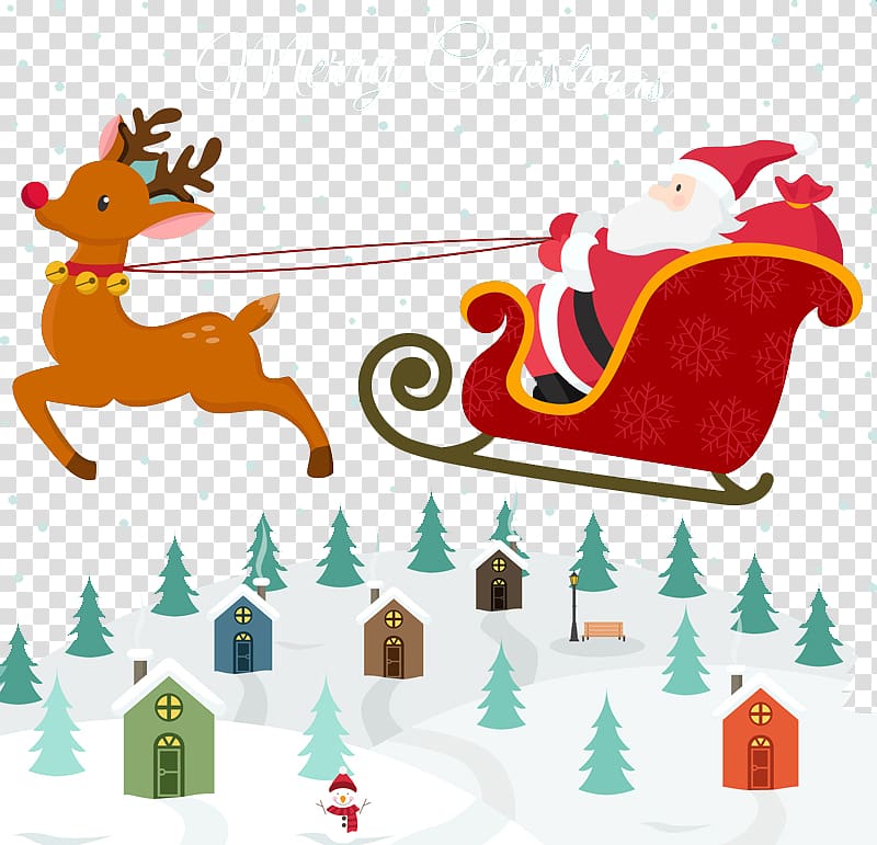 Santa Clauss reindeer Santa Clauss reindeer Christmas, Lovely sleigh ride Santa Claus transparent background PNG clipart