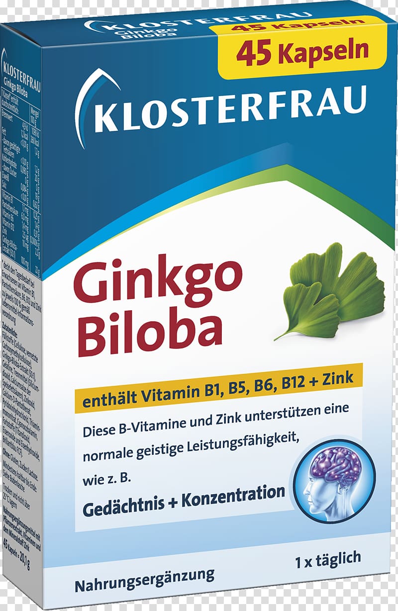 Dietary supplement Ginkgo biloba Klosterfrau Healthcare Group Capsule Extract, ginkgo-biloba transparent background PNG clipart