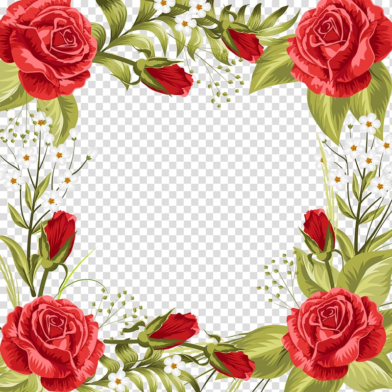 Red Rose Flower Border Art Wedding
